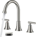FORIOUS Brushed Nickel Bathroom Faucet 3 hole, 2 Handle 360° Swivel Gooseneck 8 by FORIOUS