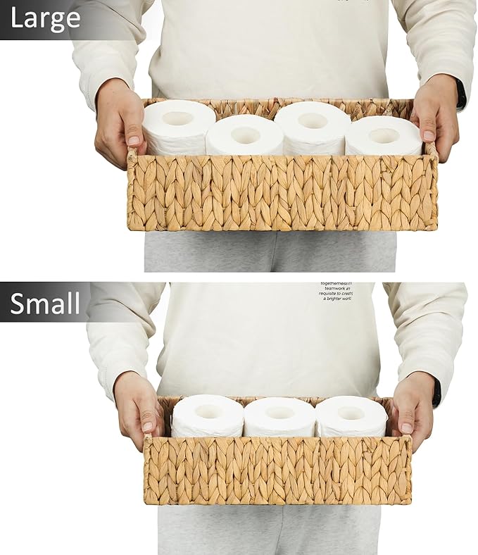 Nesting Small Wicker Basket, Water Hyacinth Toilet Paper Baskets Bathroom - Image 3