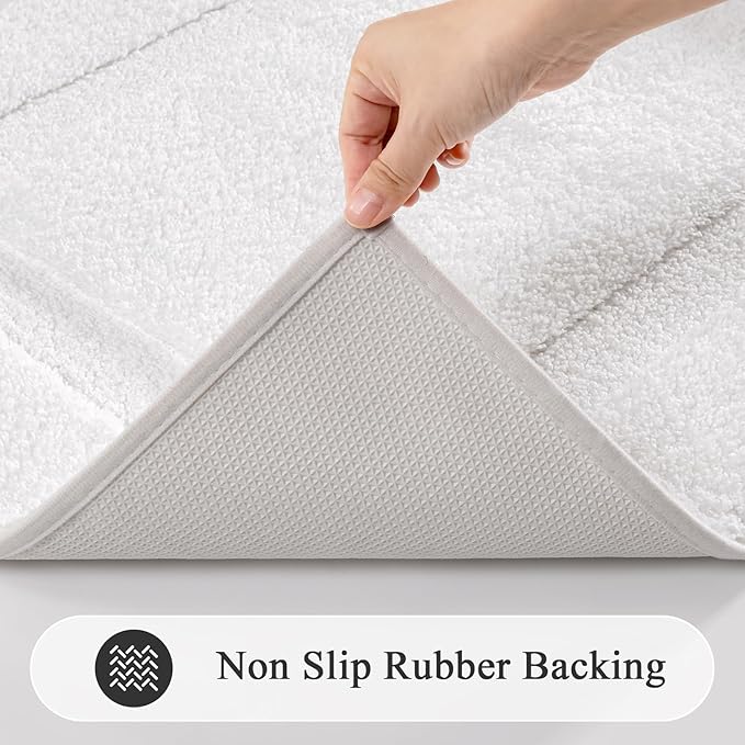 SHACOS Soft Fluffy White Bath Rugs Mats Set of 2 Pieces 16x24 + 20x32 inch - Image 3
