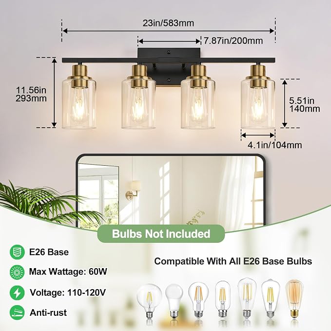 4-Light Bathroom Light Fixtures, Bathroom Wall Lamp - Image 8