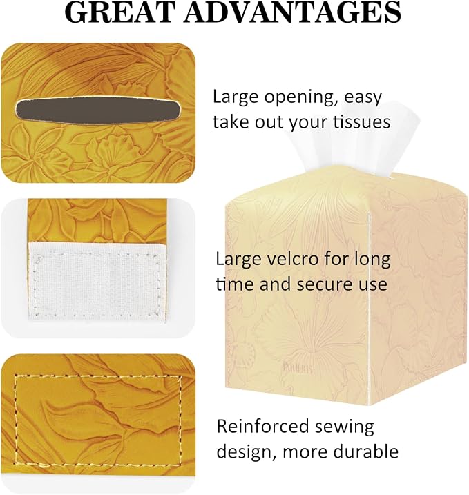 Tissue Box Holder Cover Square Tissue Cube Cover PU Leather Tissue Organizer - Image 4