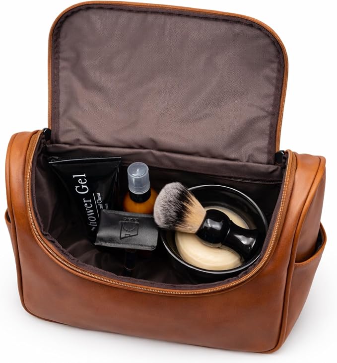 G.B.S GENTS Faux Leather Men’s Toiletry Bag – Travel Dopp Kit - Image 2