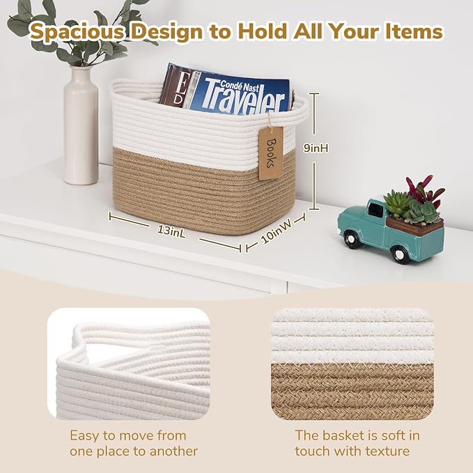 Goodpick Woven Storage Basket for Shelves, Medium Empty Gift Basket - Image 3