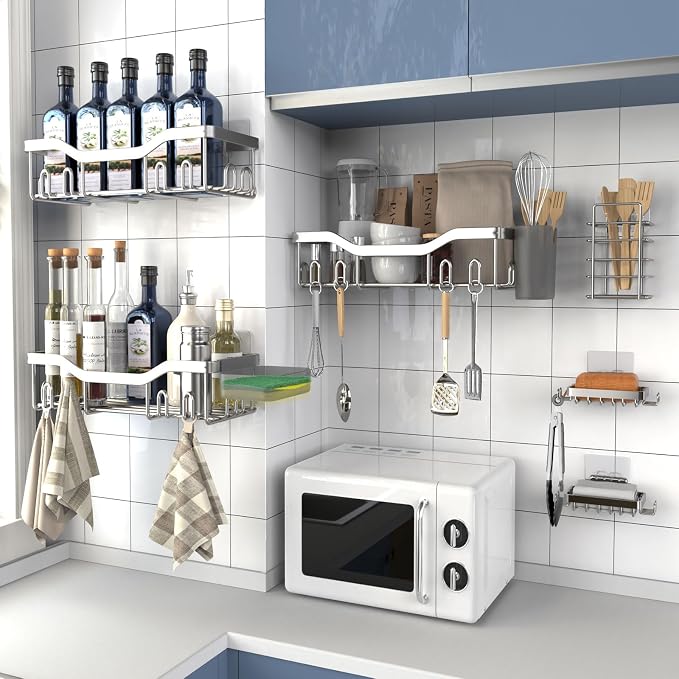 Shower Caddy Adhesive Shower Organizer 8-Pack, Rustproof Stainless Steel - Image 6