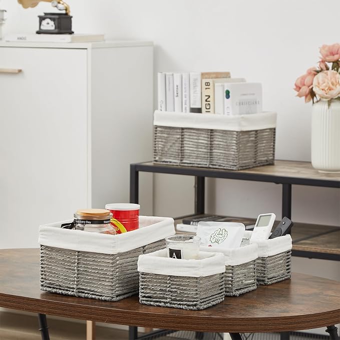 Vagusicc Wicker Storage Basket, Hand-Woven Paper Rope Wicker Baskets, - Image 5