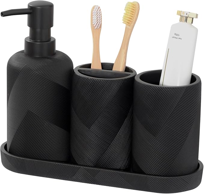 Bathroom Accessories Set, Bathroom Organizer Countertop, Soap Dispenser and by Haocoott