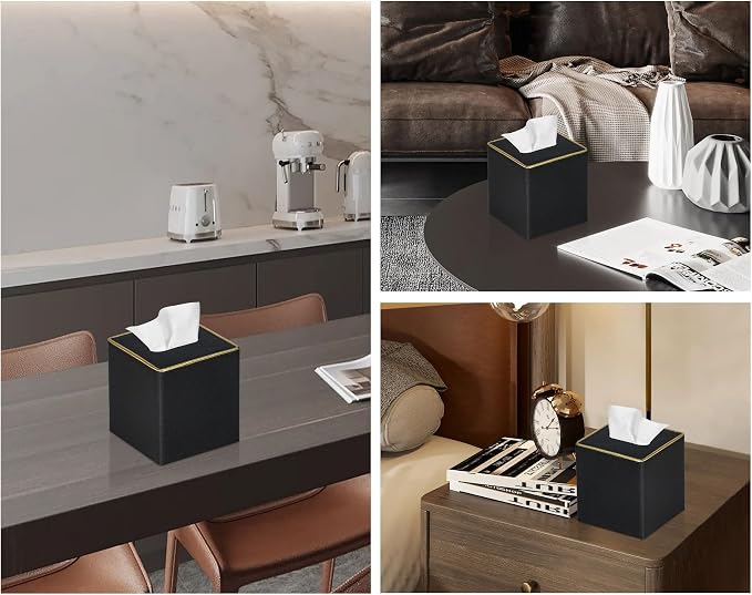 Tissue Box Cover Square PU Leather Facial Tissue Box Holder - Image 5