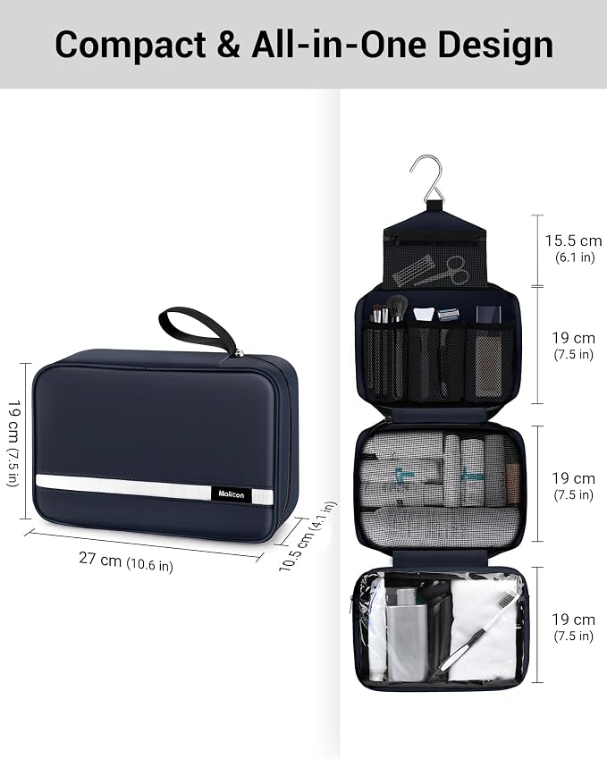 Maliton Toiletry Bag for Men & Women Large Toiletry Bags for Traveling Hanging - Image 3