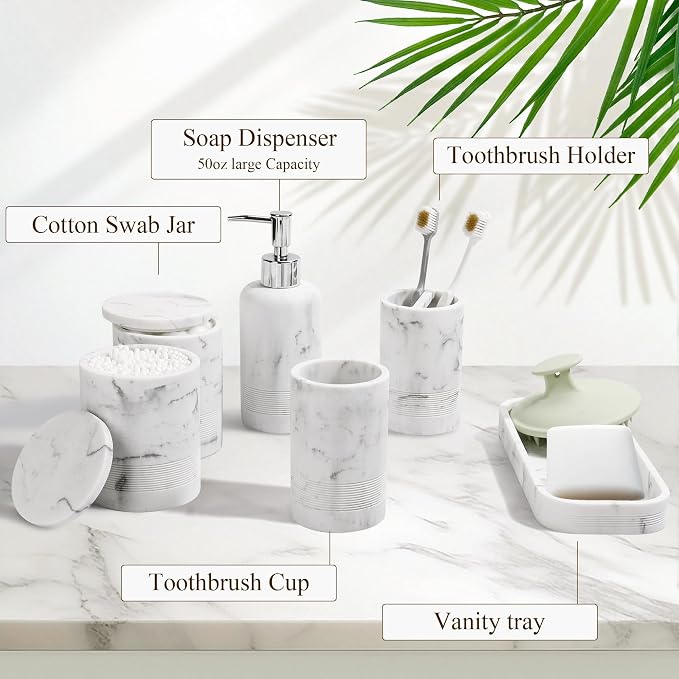 6-Piece Bathroom Accessories Set, Organizer Set - Image 5