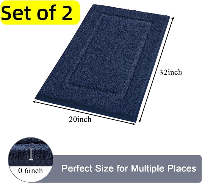SHACOS Super Soft Bathroom Rugs Set of 2 Pieces 32x20 inch Microfiber Bath Rugs - Image 2