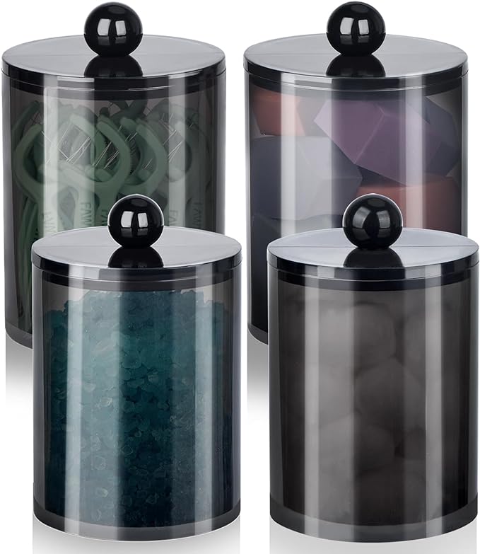 4 Pack Qtip Holder, Canister Apothecary Jar Set, Bathroom Jars by XIPENGKEJI