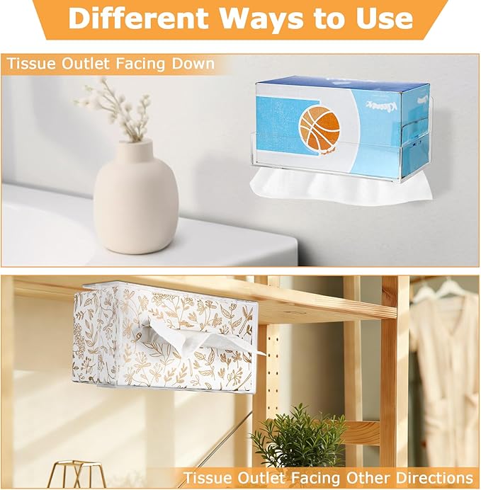 Acrylic Tissue Holder Wall Mounted, Classic Tissue Box Cover Tissues Organizer - Image 3