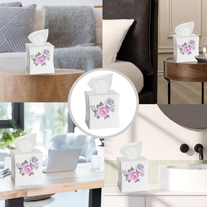 Zahari Home 2pc Michelle Bathroom Set Waste Basket & Tissue Cover Modern - Image 7
