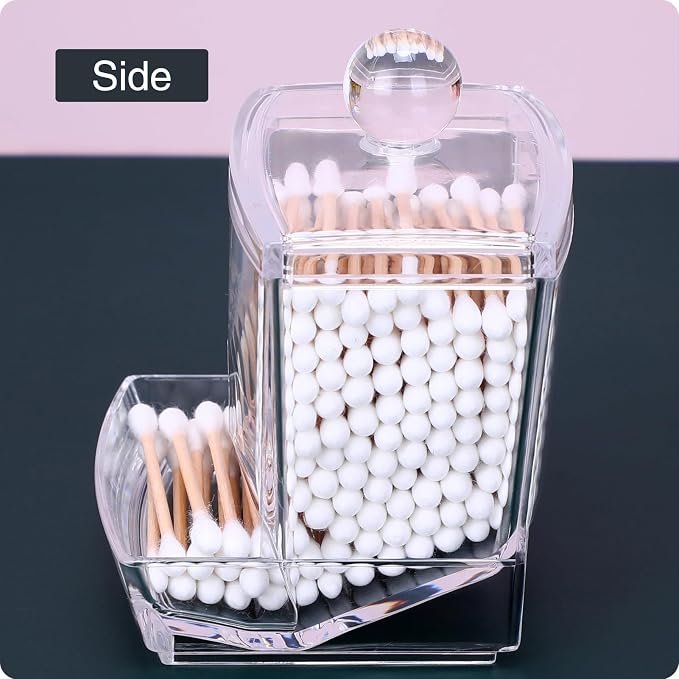 10oz Clear Acrylic Small Qtip Holder, Swab Dispenser Cotton Ball Jars Bathroom - Image 5