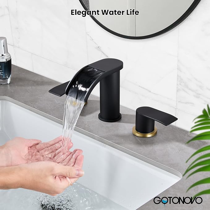 gotonovo Waterfall 8 inch Widespread Bathroom Faucet Set Bathroom Sink Faucet 3 - Image 3