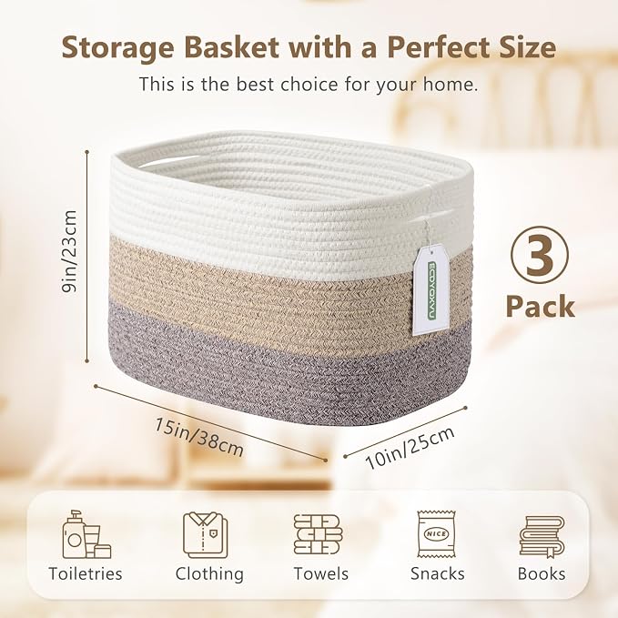 Cotton Rope Storage Basket, Woven Basket - Image 3