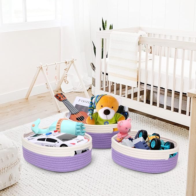7 Piece Cotton Rope Woven Basket Set - Image 7