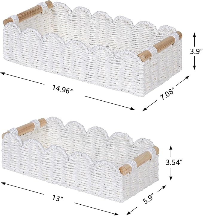 CubesLand Toilet Paper Storage Basket, Scalloped Edge Shelves Basket - Image 3