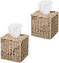 Set of 2 Seagrass Handwoven Wicker Tissue Box Cover, Natural Handmade Napkin by PINXIURY