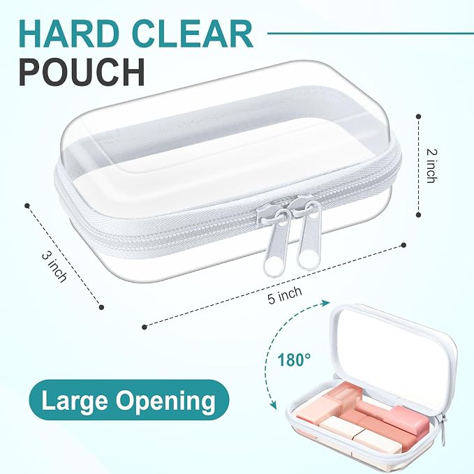 Sanwuta 10 Pcs Hard Zipper Case Clear Hard Pouches Plastic Zipper Pencil Box - Image 2