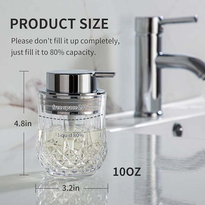 Glass Soap Dispenser, Bathroom Hand Liquid Soap Dispensers, Refillable Dish - Image 3