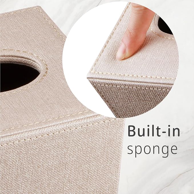 Leather Square Tissue Box Cover, Cut Tissues Cube Box Holder, Modern Facial - Image 5
