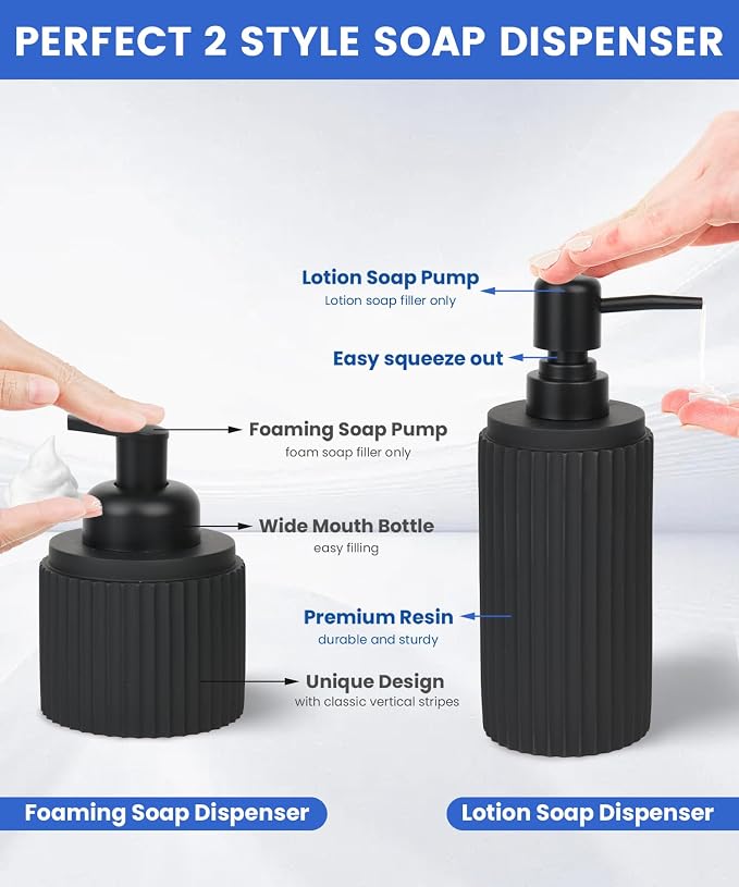 Black Bathroom Accessories Set 6 Pcs - Image 2
