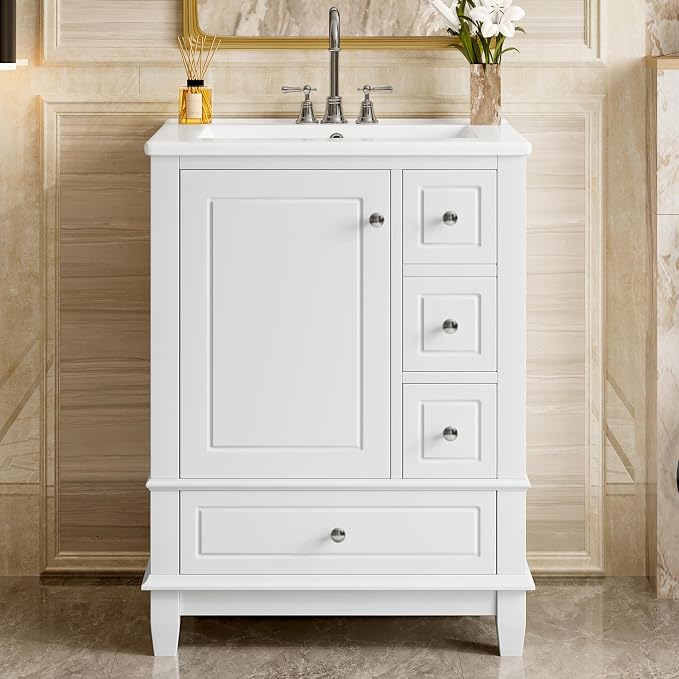 24" Bathroom Vanity with Sink, Harper & Bright Designs Free Standing Single - Image 3