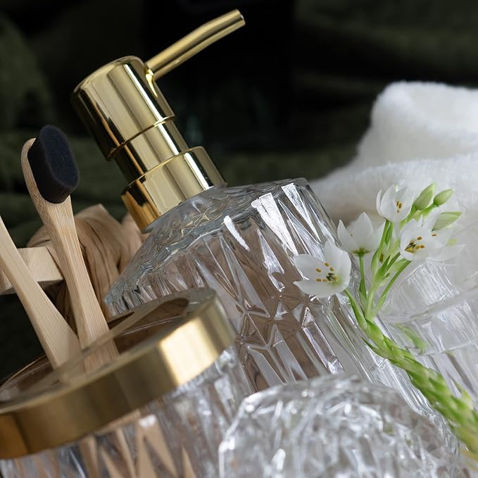 EMPO 6PCS Bathroom Clear Glass Accessories Set, Contemporary Modern Decor - Image 6