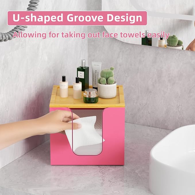 VITVITI Disposable Face Towel Holder Box, Acrylic Facial Towel Container - Image 2