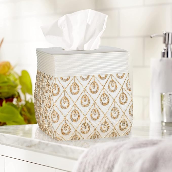 Zahari Home 2pc Seraphina Bathroom Set Waste Basket & Tissue Cover Modern - Image 3
