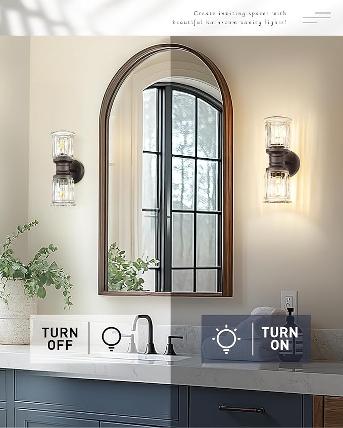 Rustic Wall Sconces, HWH Farmhouse Sconce Wall Lighting in Oil-Rubbed Bronze - Image 5