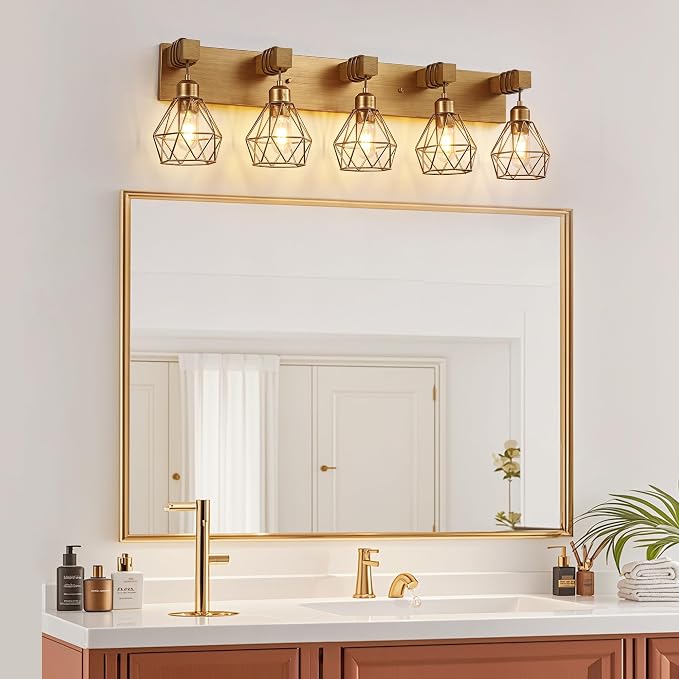maesta Bathroom Gold Vanity Light Fixtures, 5-Light Gold Bathroom Light - Image 2