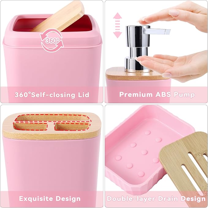 Pink Bathroom Accessories Set Bathroom Set - Image 3