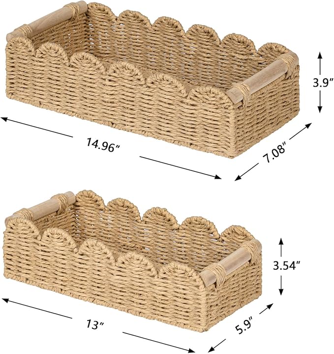 CubesLand Toilet Paper Storage Basket, Scalloped Edge Shelves Basket - Image 6