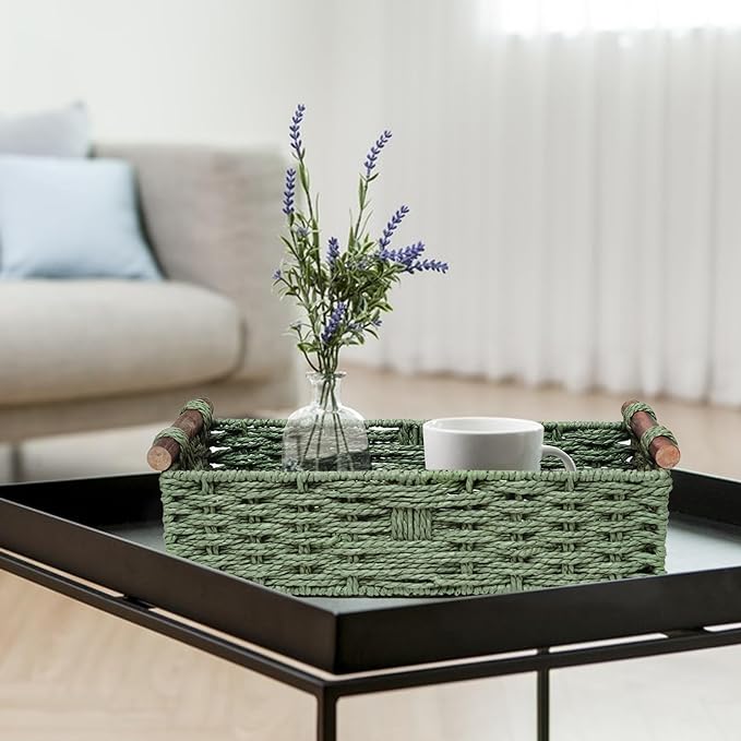 Round Paper Rope Storage Basket Wicker Baskets - Image 2