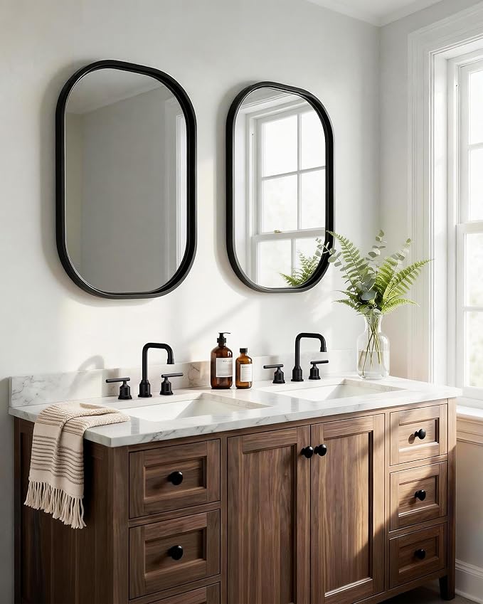 WOWOW Two Handles Widespread 8 inch Bathroom Faucet Black 3 Pieces Basin - Image 2