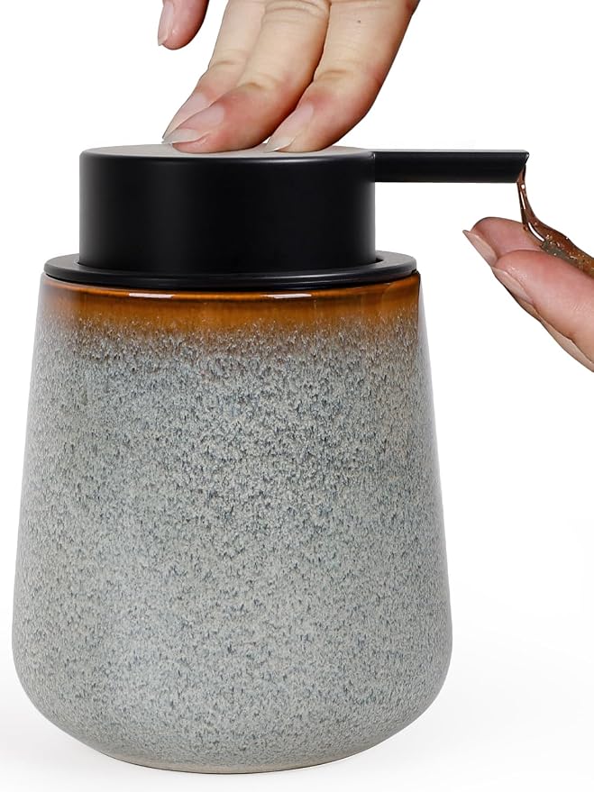 INGOFIN Ceramic Lotion Dispenser - 12 oz Refillable Hand Soap Dispenser Bathroom by INGOFIN