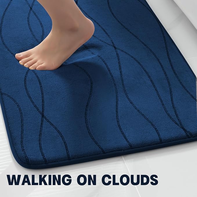 YIHOUSE Memory Foam Blue Bathroom Rug Sets 3 Piece, Ultra Absorbent Bath Mat - Image 3