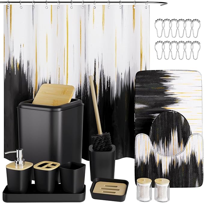 Black Bathroom Accessories Set by BetterbathroomwithXLHOME