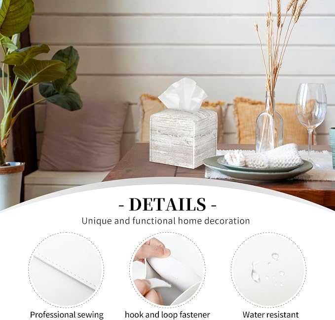 Bless You Tissue Box Cover Square, Wooden Board Texture Tissue Box Holder - Image 3