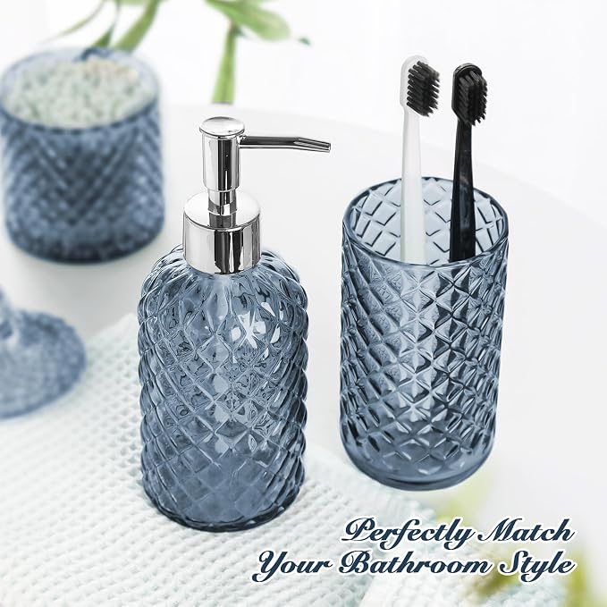 Blue Bathroom Accessories Set, 4 Pack Light Blue Bathroom Decor Accessory Sets - Image 3