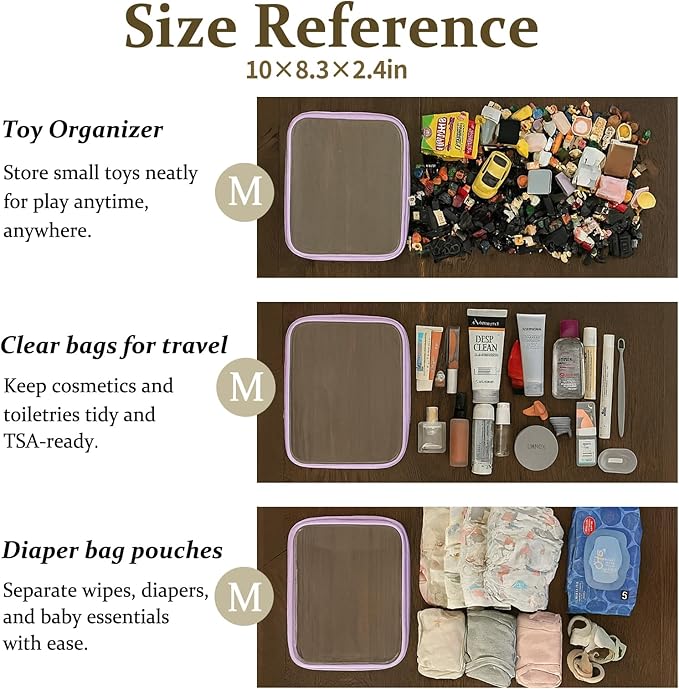 4 pcs Clear Zipper Pouches, Hard Shell Zipper Case, Toiletry Bag - Image 5