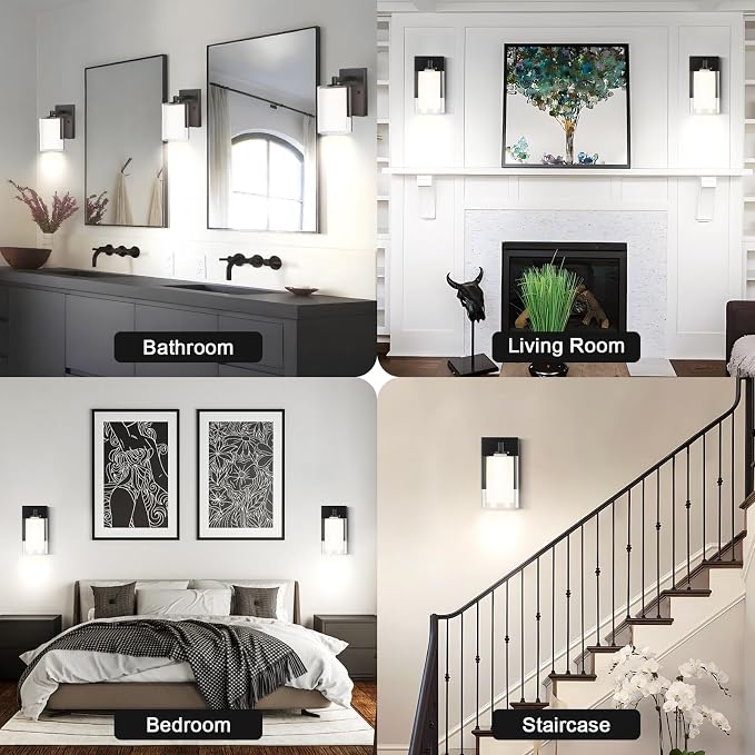 Wall Sconces Set of Two: Bathroom Sconce of 2, E26 Base Hardwired Farmhouse - Image 7