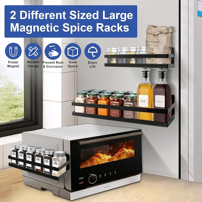 Uten Large Magnetic Spice Rack for Refrigerator, 2 Pack Enhanced Magnetic - Image 2