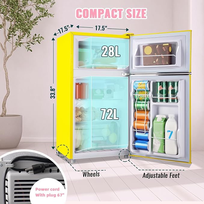 WANAI 3.5 Cu.ft Small Refrigerators Retro Mini Fridge - Image 3
