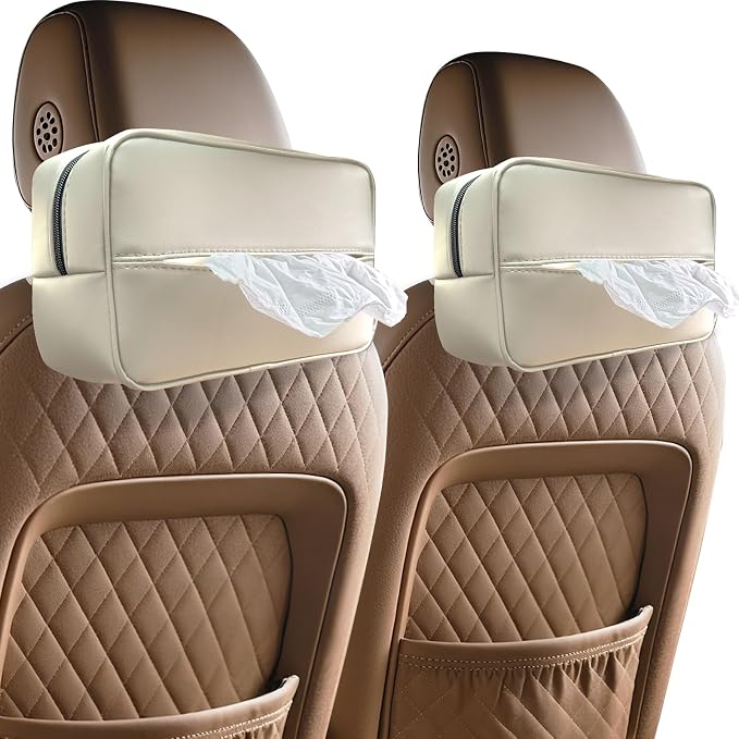 Large Car Tissue Holder for 120 Standard Tissues, Premium PU Leather Tissue by Witaxima