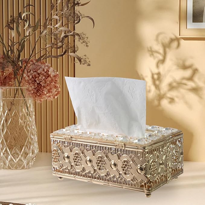 Geesatis Tissue Box Cover, Rectangle Tissue Box Holder, Rectangular Napkin - Image 3