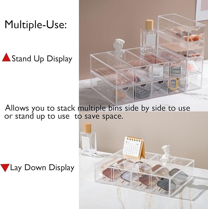 Sunglass Storage Box, Acrylic Eyeglass Organizer, Make-up Storage Drawer Tray - Image 4