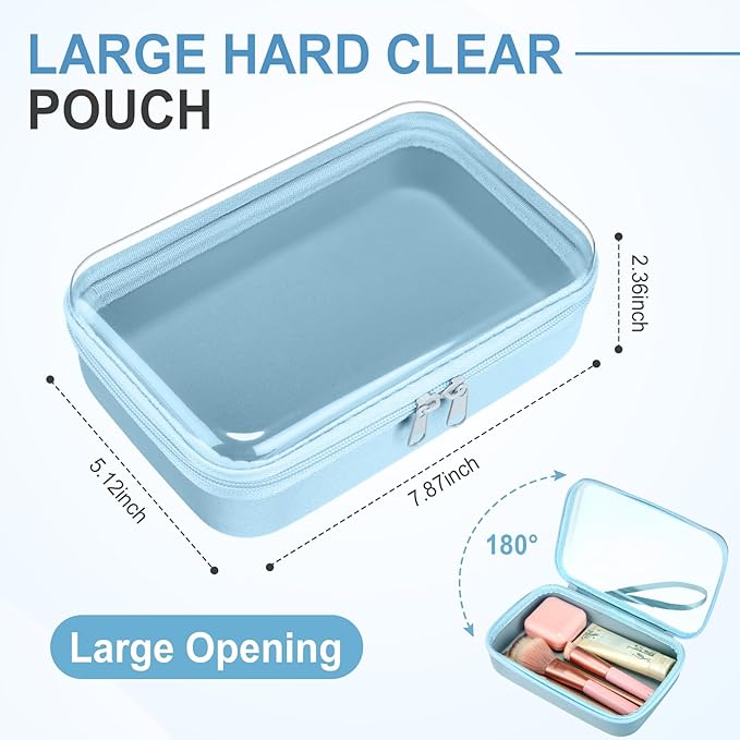 4 Pcs Hard Clear Zipper Case Hard Shell Plastic Pencil Case Large Transparent - Image 2